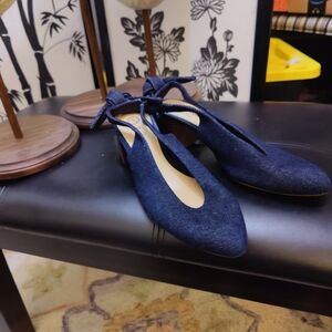 Bella Vita Navy Heels with Ankle Tie